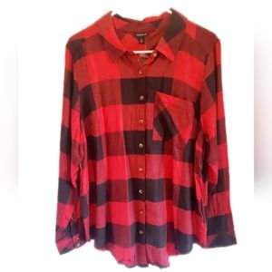 Brand new Torrid red and black Buffalo plaid button down shirt. Size 2x.